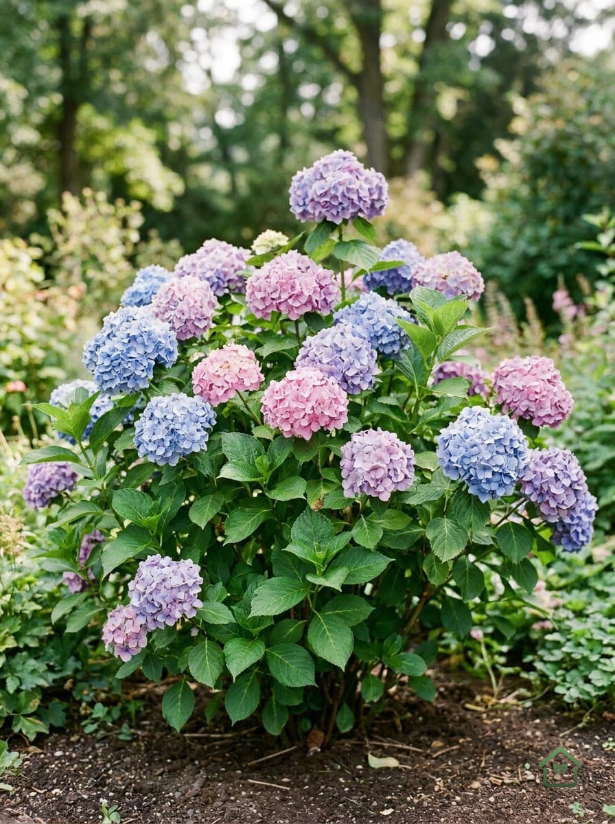 Blauwe bolhortensia