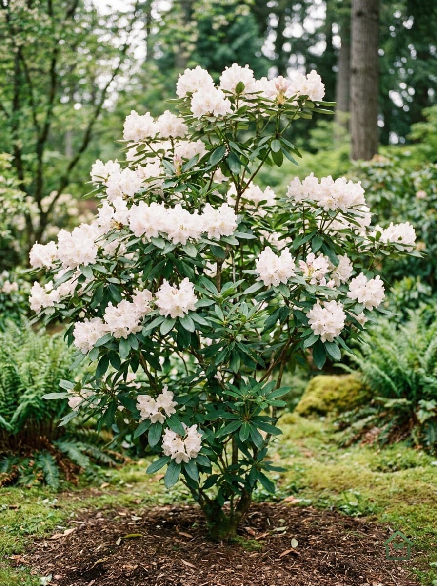 Witte grootbloemige rododendron