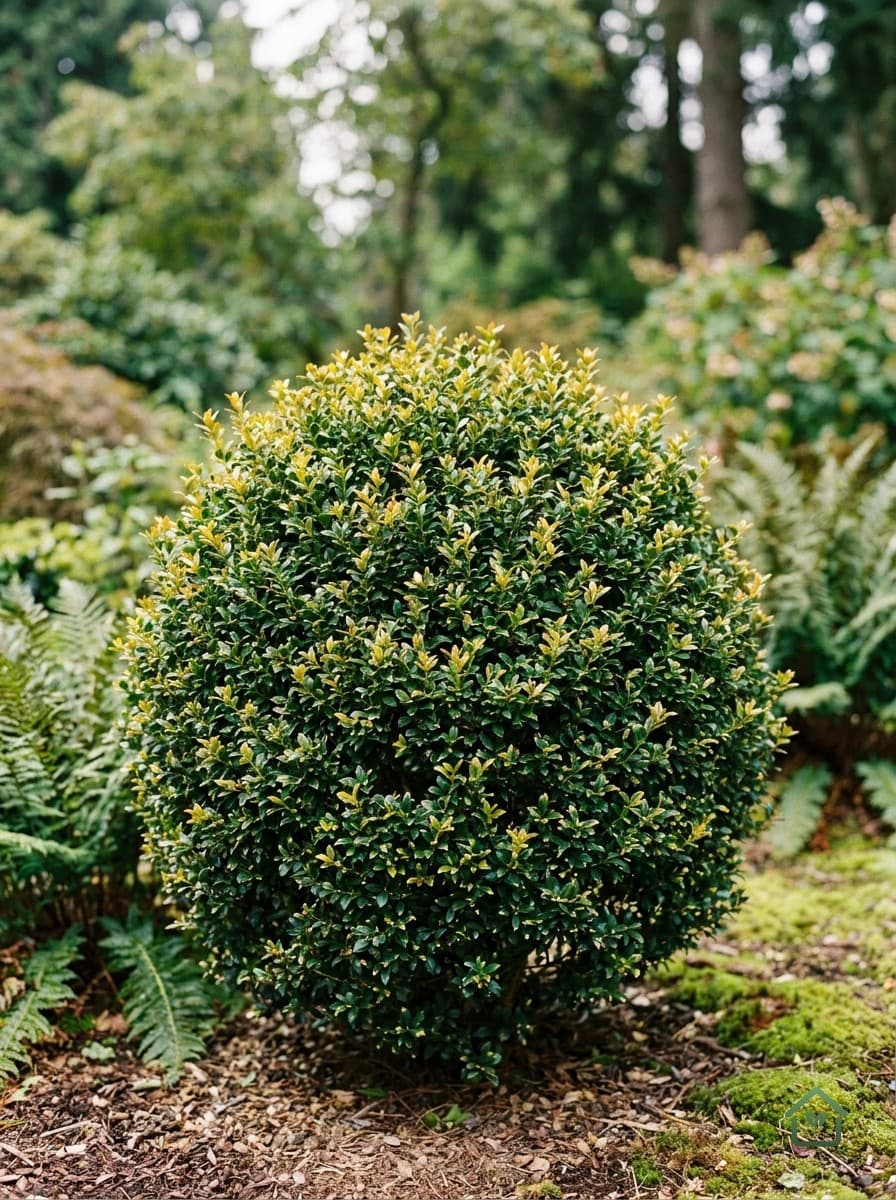 Goudgetipte japanse hulst