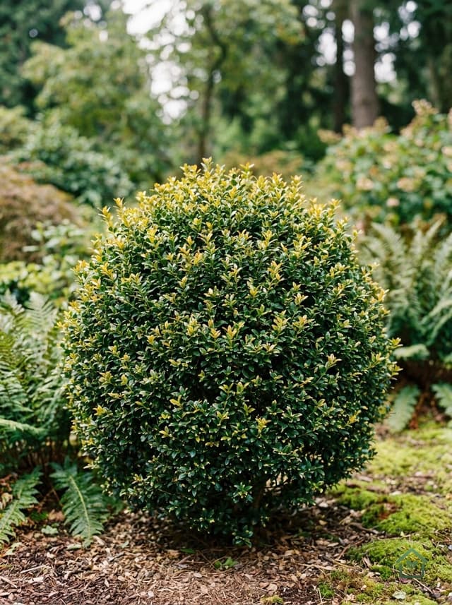 Goudgetipte japanse hulst