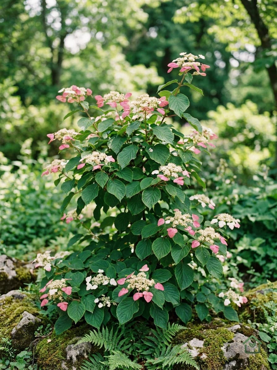 Roze klimhortensia