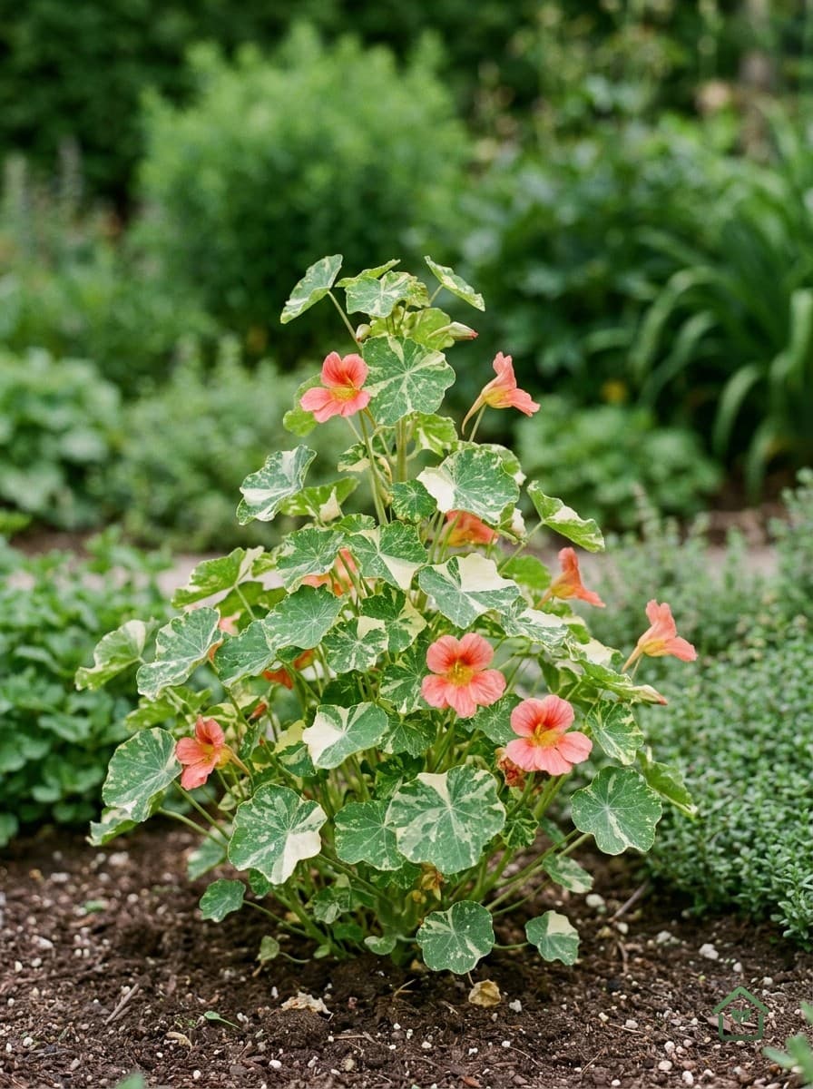 Tropaeolum majus 'Alaska Salmon'